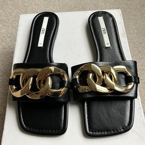 Zara sandals with gold buckle